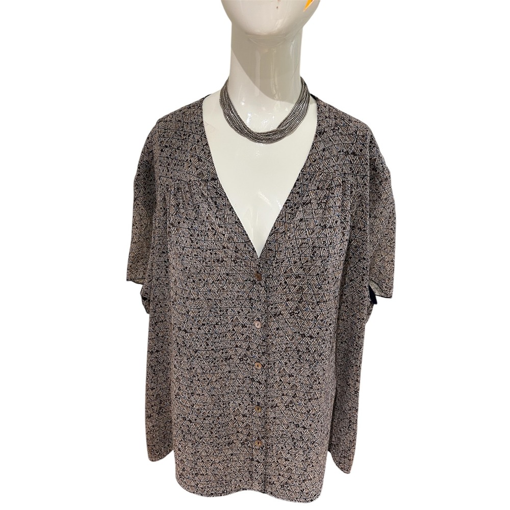 Jones‎ New York Woman Geometric Design Black White Triangles Flattering sz 22W